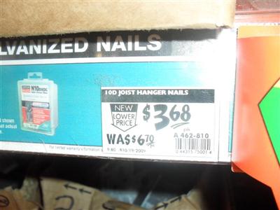 Home Depot merchandising of 10D 1-1/2