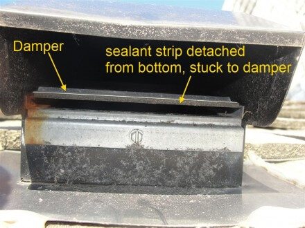 Sealant strip stuck at damper