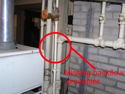 Missing backflow preventer