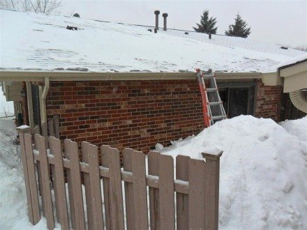 Roof with snow removed