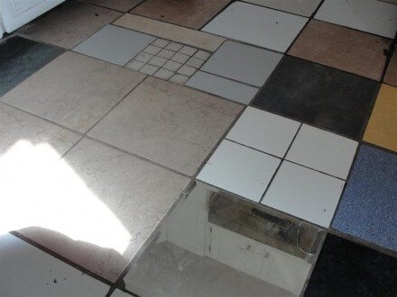 Mirror Tile on kitchen floor