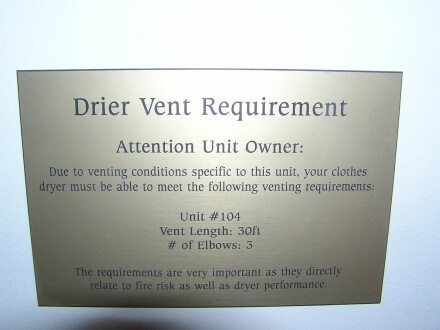 Dryer vent placard