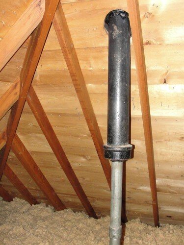 Plumbing vent increased in size before roof