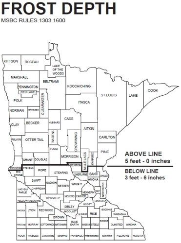 Frost depth map for Minnesota