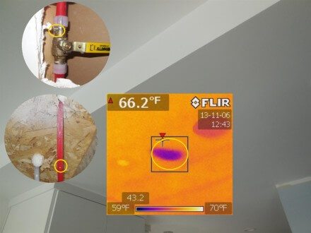 Plumbing - leak identified with IR camera