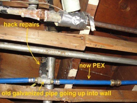 Hack repairs to galvanized pipes