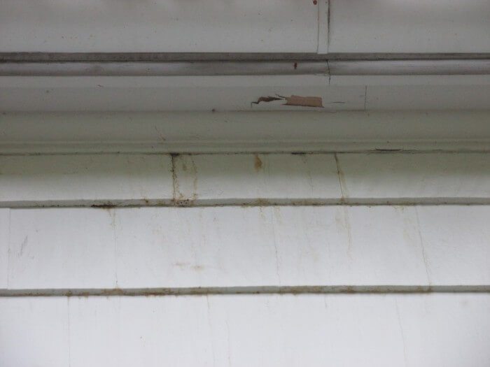 Stains on siding below fascia