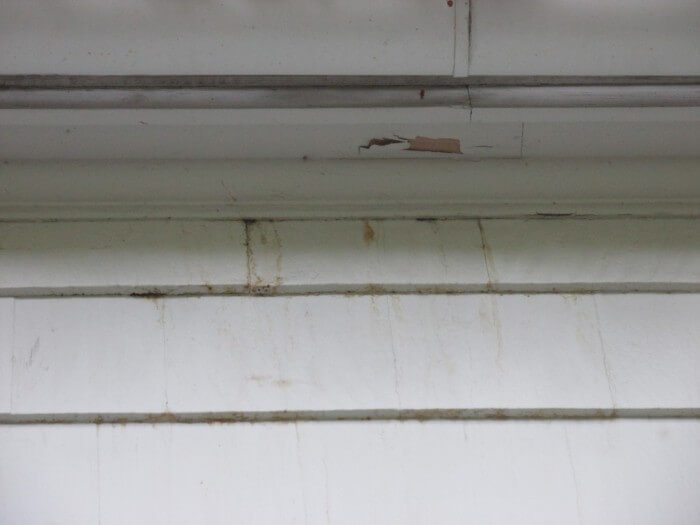 Stains on siding below fascia