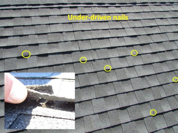 Roofing - under-driven nails