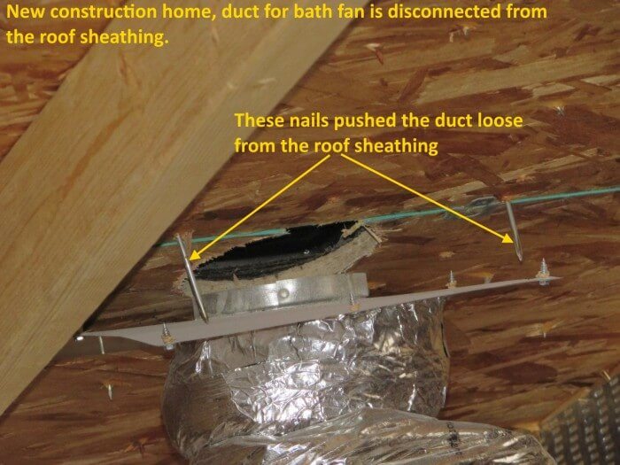 Attic - Disconnected duct in new construction home