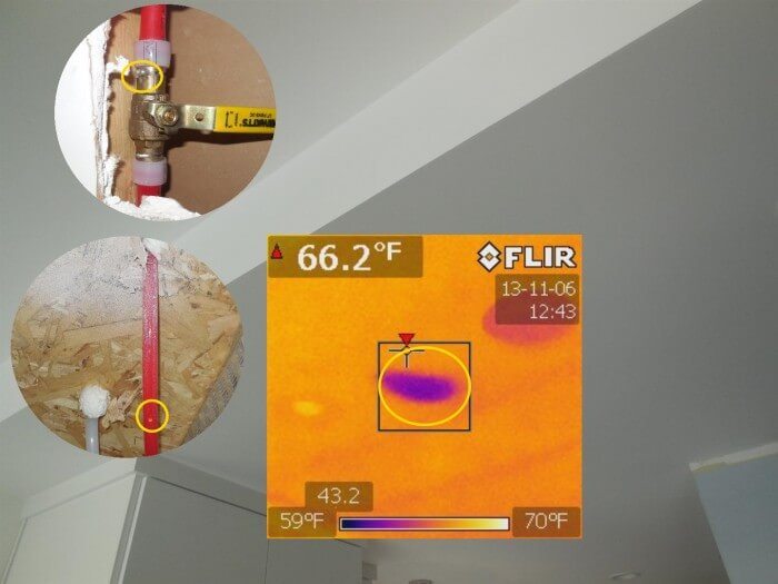 Plumbing - leak identified with IR camera