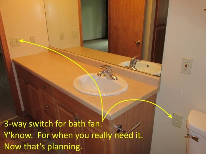 Bathroom fan 3-way switch